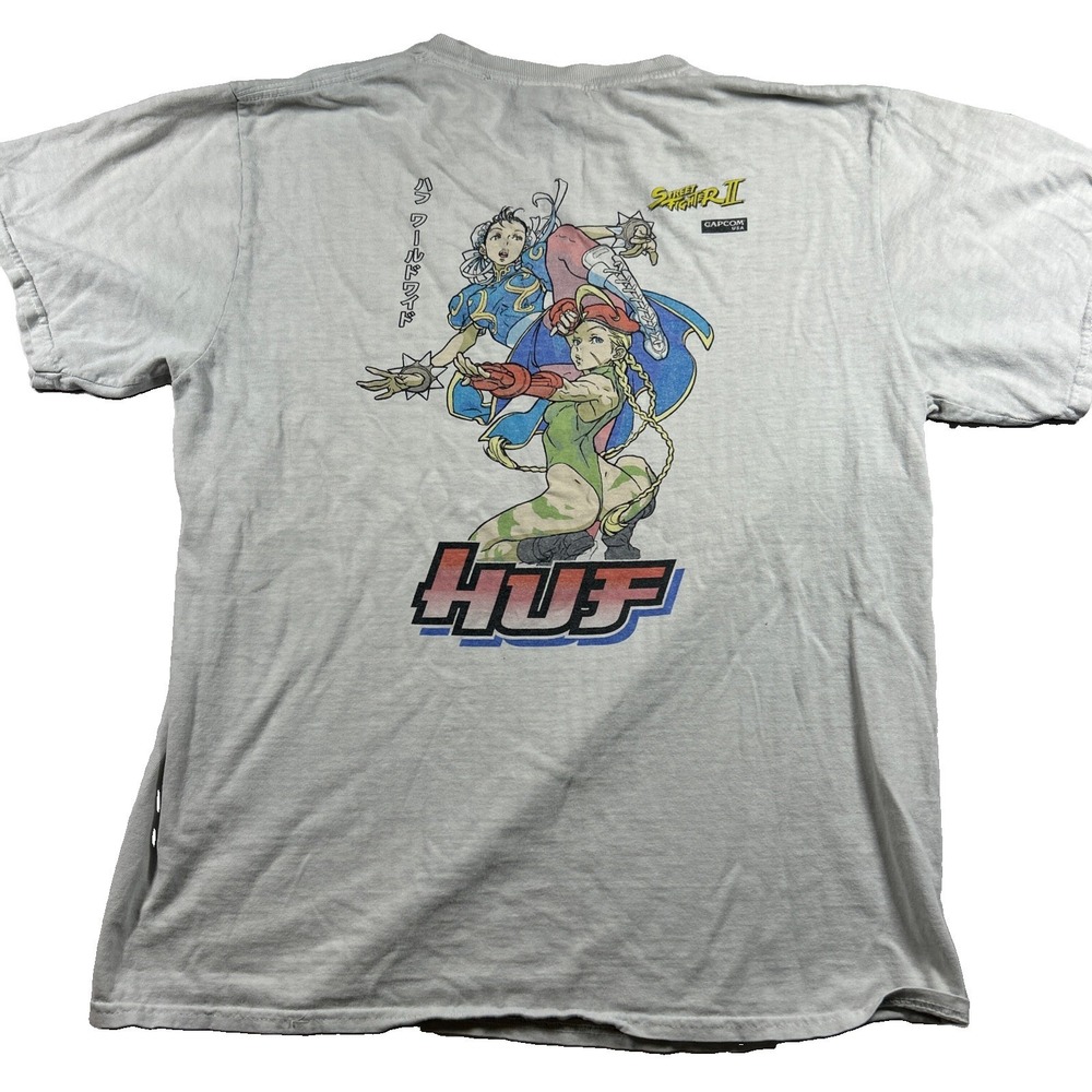 HUF Street Fighter II T-Shirt Mens Medium White Chun-Li Cammy Capcom Graphic